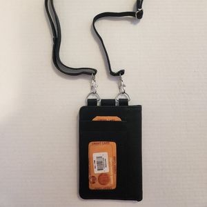 Unisex Leather Wallet On A String Crossbody Black NWT ID Cash Credit Cellphone
